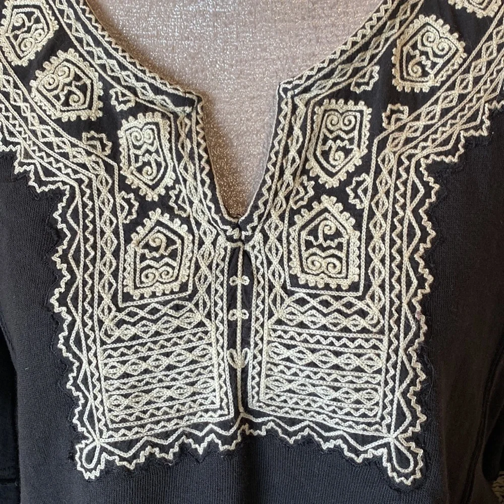 Free People Santa Maria Boho Embroidered Knit Pull-Over Top Size XS